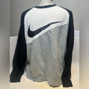 Nike Black, White & Gray Colorblock Swoosh Crewneck